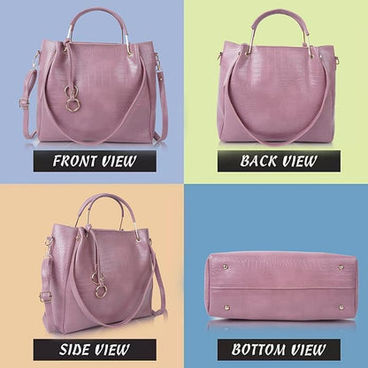 Envias Leatherette Handbags For Women's Ladies Combo Of 3 (D - 64 - Pink) - Mytrendzcart
