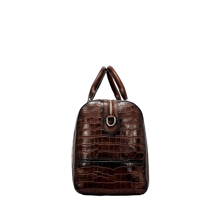 eske - Genuine Leather Unisex Large Duffle Bag - 20 litres - 16" Laptop Compartment - 1 Main Compartment - Mobile Pouch - Detachable Strap - Travel Friendly - Water Resistant (Dark Tan HS) - Mytrendzcart