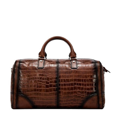 eske - Genuine Leather Unisex Large Duffle Bag - 20 litres - 16" Laptop Compartment - 1 Main Compartment - Mobile Pouch - Detachable Strap - Travel Friendly - Water Resistant (Dark Tan HS) - Mytrendzcart