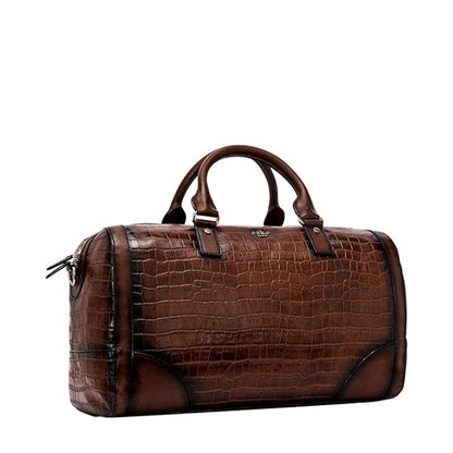 eske - Genuine Leather Unisex Large Duffle Bag - 20 litres - 16" Laptop Compartment - 1 Main Compartment - Mobile Pouch - Detachable Strap - Travel Friendly - Water Resistant (Dark Tan HS) - Mytrendzcart