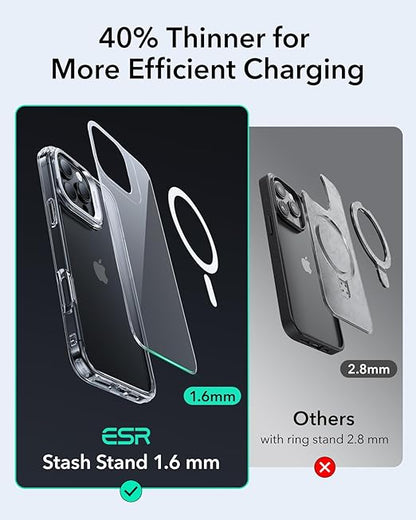 ESR for iPhone 16 Pro Case, Compatible with MagSafe, Military - Grade Protective Case, TPU, Built - in Stash Stand Phone Case, Scratch - Resistant Back Cover, Classic Series, Clear - Mytrendzcart