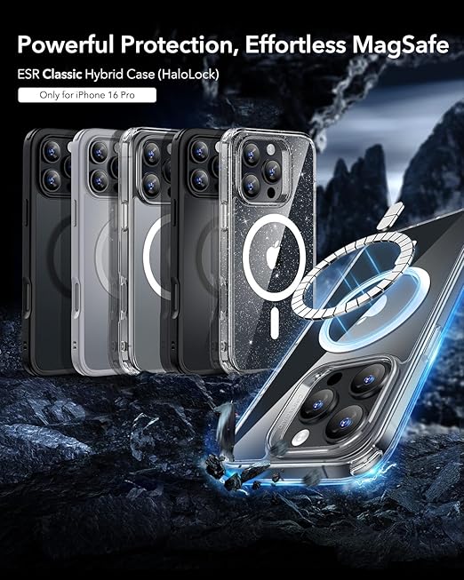 ESR for iPhone 16 Pro Case, Compatible with MagSafe, Shockproof Military - Grade Protection, TPU, Magnetic Phone Case for iPhone 16 Pro, Classic Hybrid Case (HaloLock), Frosted Black - Mytrendzcart