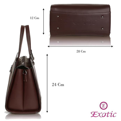 EXOTIC Women Feminina Solid Top Handle Tote Hand Bag (BLACK) - Mytrendzcart
