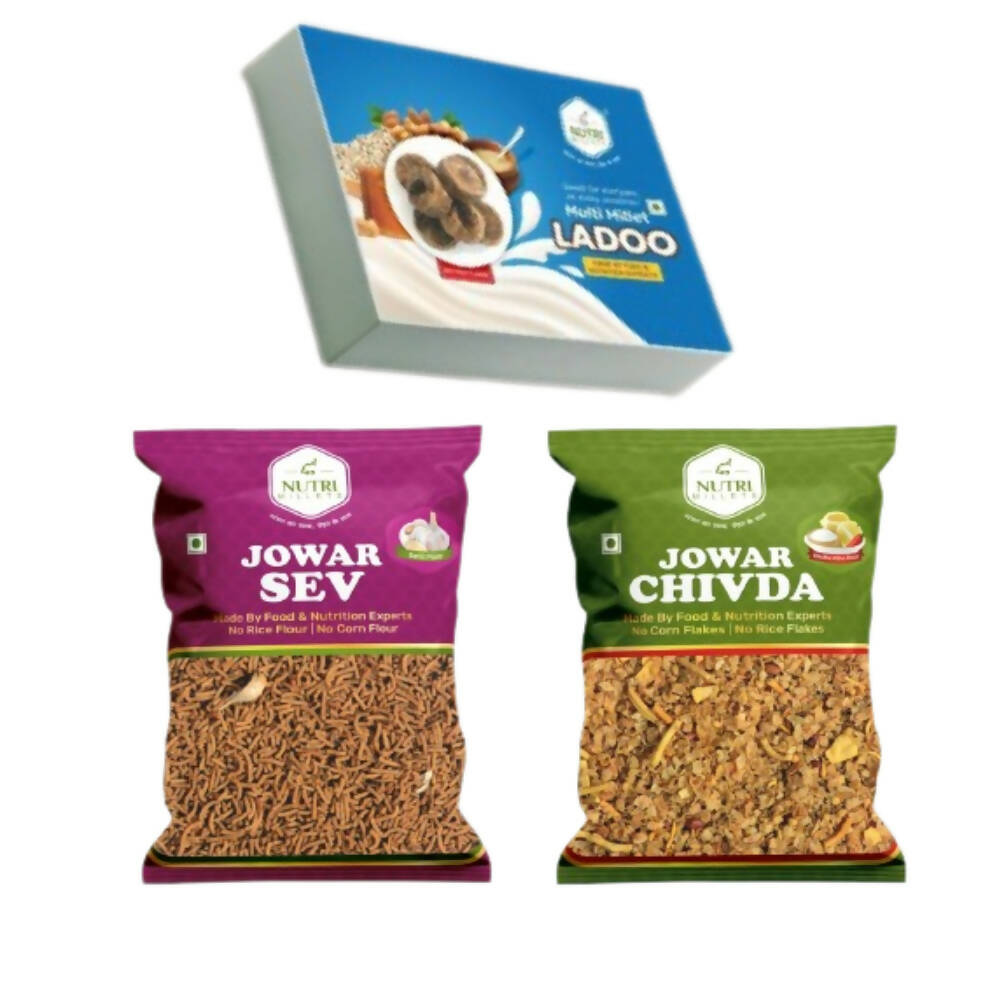 NutriMillets - Multi Millets Laddu + Garlic Sev + Khatta mitha Chivda Combo - Mytrendzcart