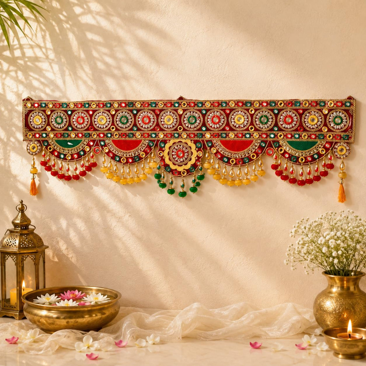 Fabric & Pearl Bandhanwar Toran, 37 Inch