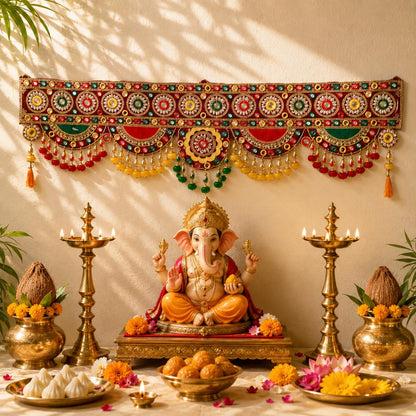 Fabric & Pearl Bandhanwar Toran, 37 Inch