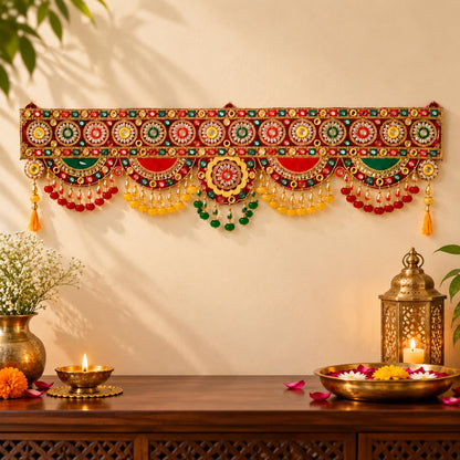 Fabric & Pearl Bandhanwar Toran, 37 Inch