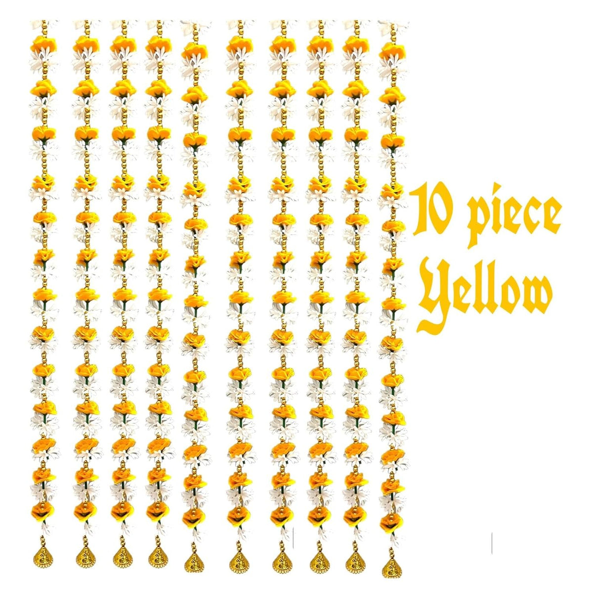 Artificial Foam Flower Toran, 5 Ft, Yellow (Pack of 10)