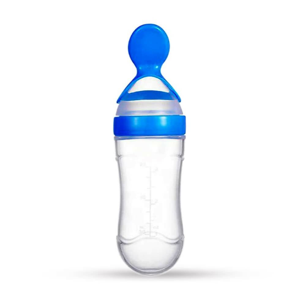 Goodmunchkins Silicone Spoon Food Feeder Silicone Bottle for Babies - Blue - Mytrendzcart