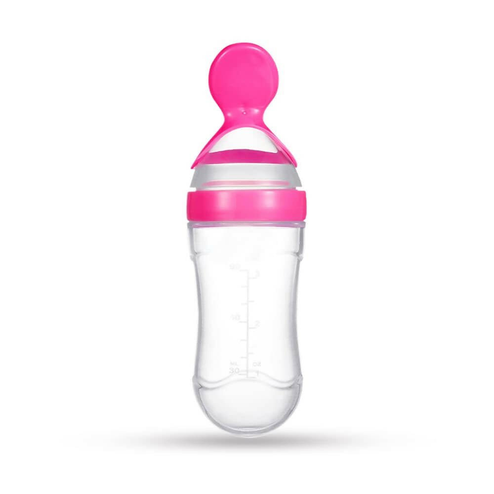 Goodmunchkins Silicone Spoon Food Feeder Silicone Bottle for Babies - Pink - Mytrendzcart