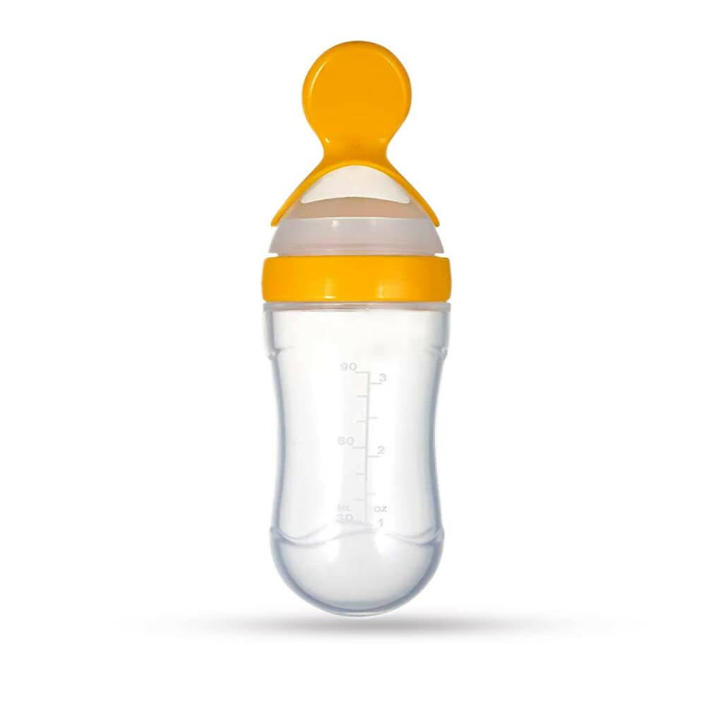 Goodmunchkins Silicone Spoon Food Feeder Silicone Bottle for Babies - Yellow - Mytrendzcart
