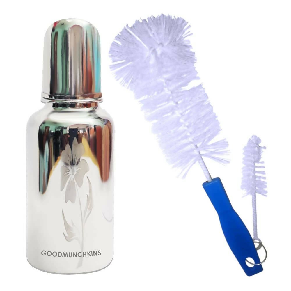 Goodmunchkins Stainless Steel Baby Feeding Bottle 304 Grade for Infants/Toddlers with Bottle Cleaning Brush - 220ml - Mytrendzcart