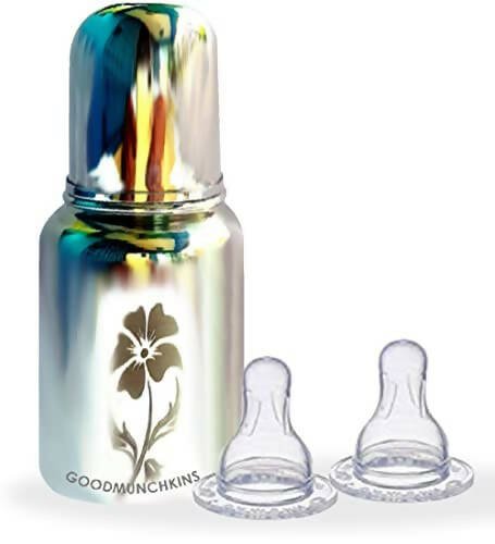 Goodmunchkins Stainless Steel Feeding Bottle Joint Less 304 Grade No Joints BPA Free for New Born Baby/Toddlers/Infants - 140ml - Mytrendzcart