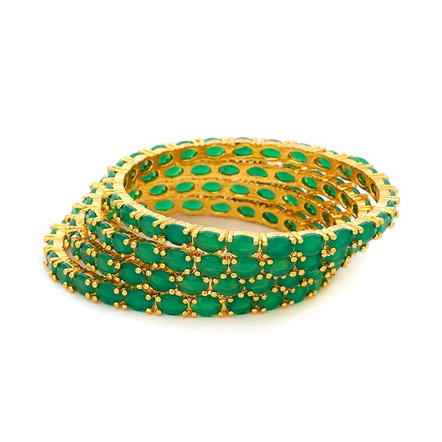 MANIKYA American Diamond Traditional Gold Plated Bangles Kada Sets For Women and Girls. Mytrendzcart