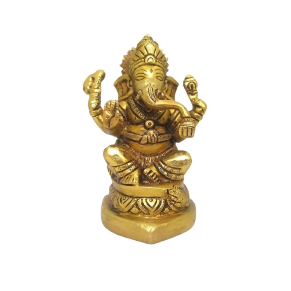 Tamas Brass Handmade Ganesh Statue for Good Luck, Success and Prosperity (Golden) - Mytrendzcart