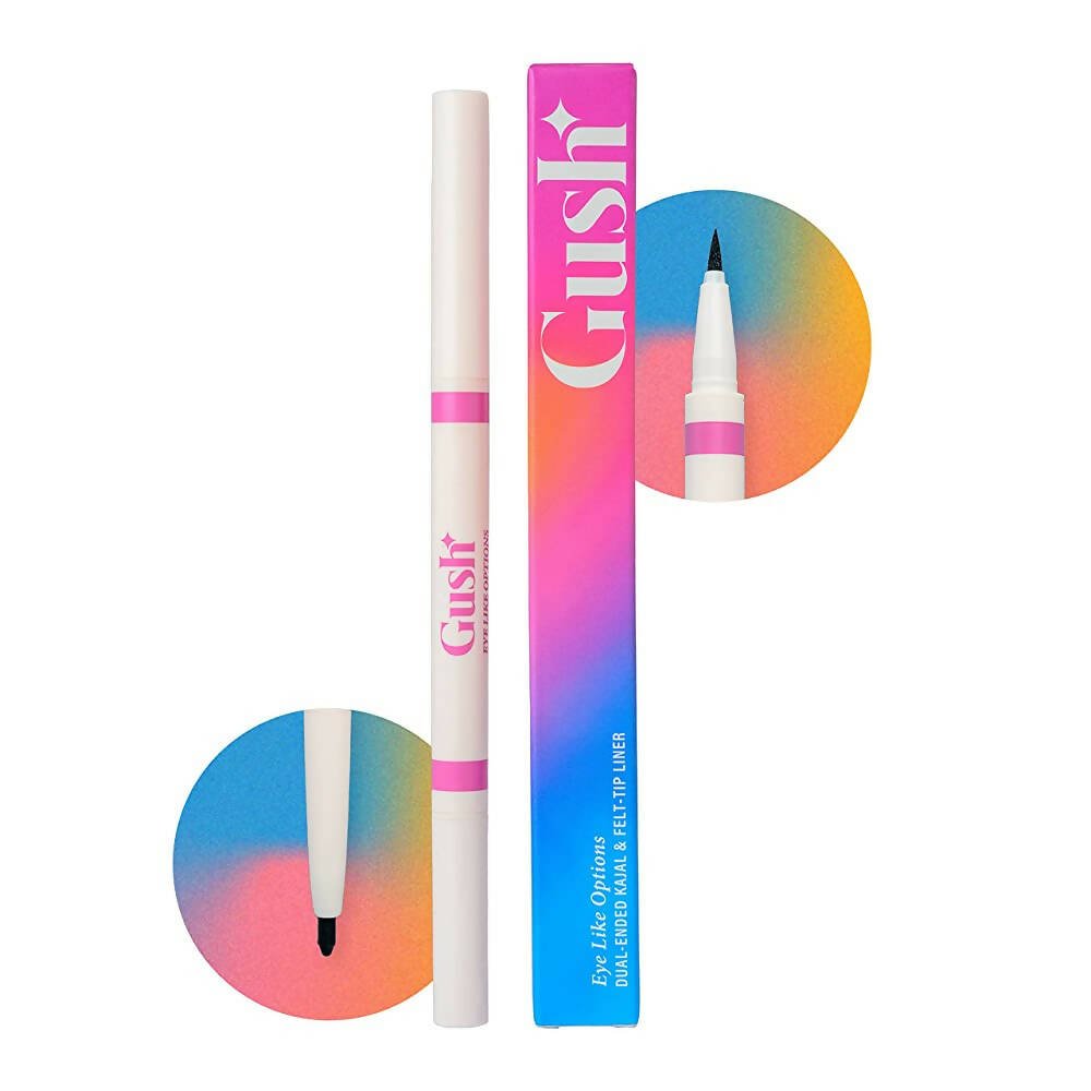 Gush Beauty Dual Ended Kajal & Felt - Tip Liner, Matte Finish Waterproof 2 in 1 - Black - Mytrendzcart