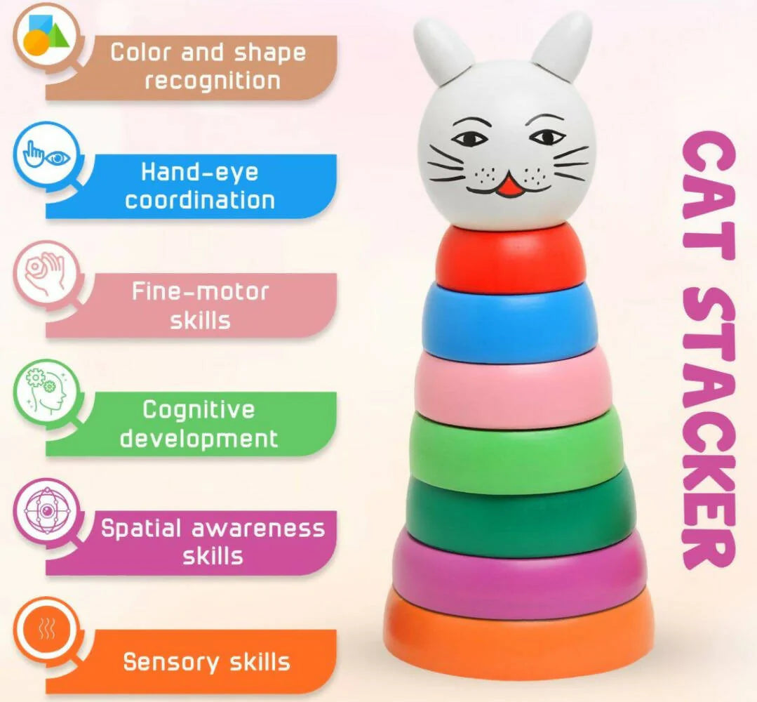 Matoyi Wooden Rainbow Cat Stacker -150 gm Mytrendzcart