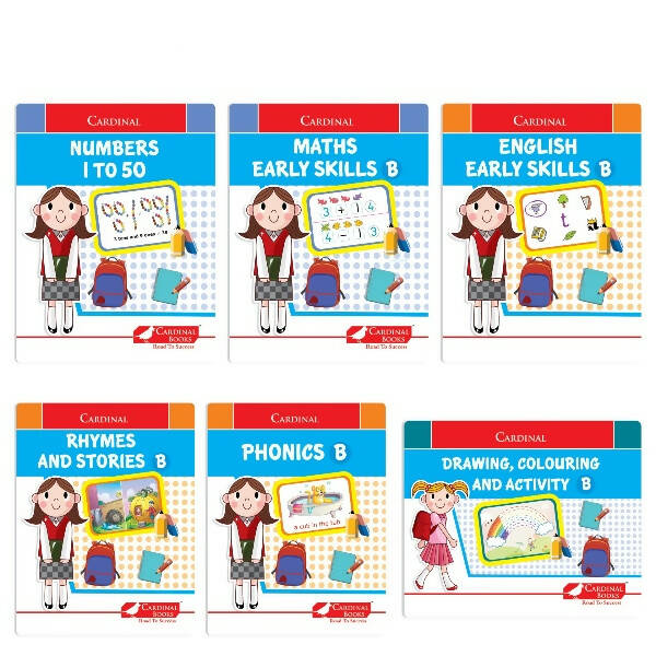 Cardinal Fun Learning Junior KG Activity Books Set of 6|Number| Rhymes & Story| Phonic| English & Maths Skill| Colouring Book For Kids Ages 4-5 Years - Mytrendzcart