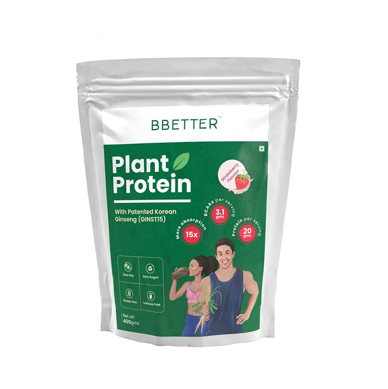 BBETTER Plant Protein Powder for Men & Women - Strawberry Flavour - Mytrendzcart