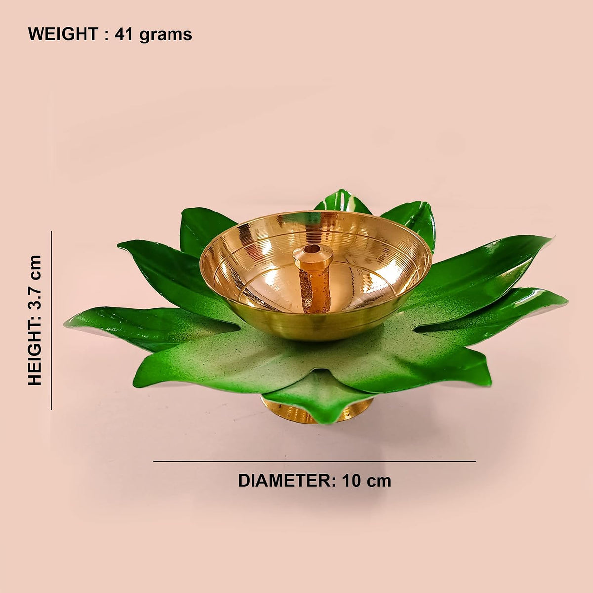 Hand-Painted Green Lotus Brass Diyas (Set of 24)