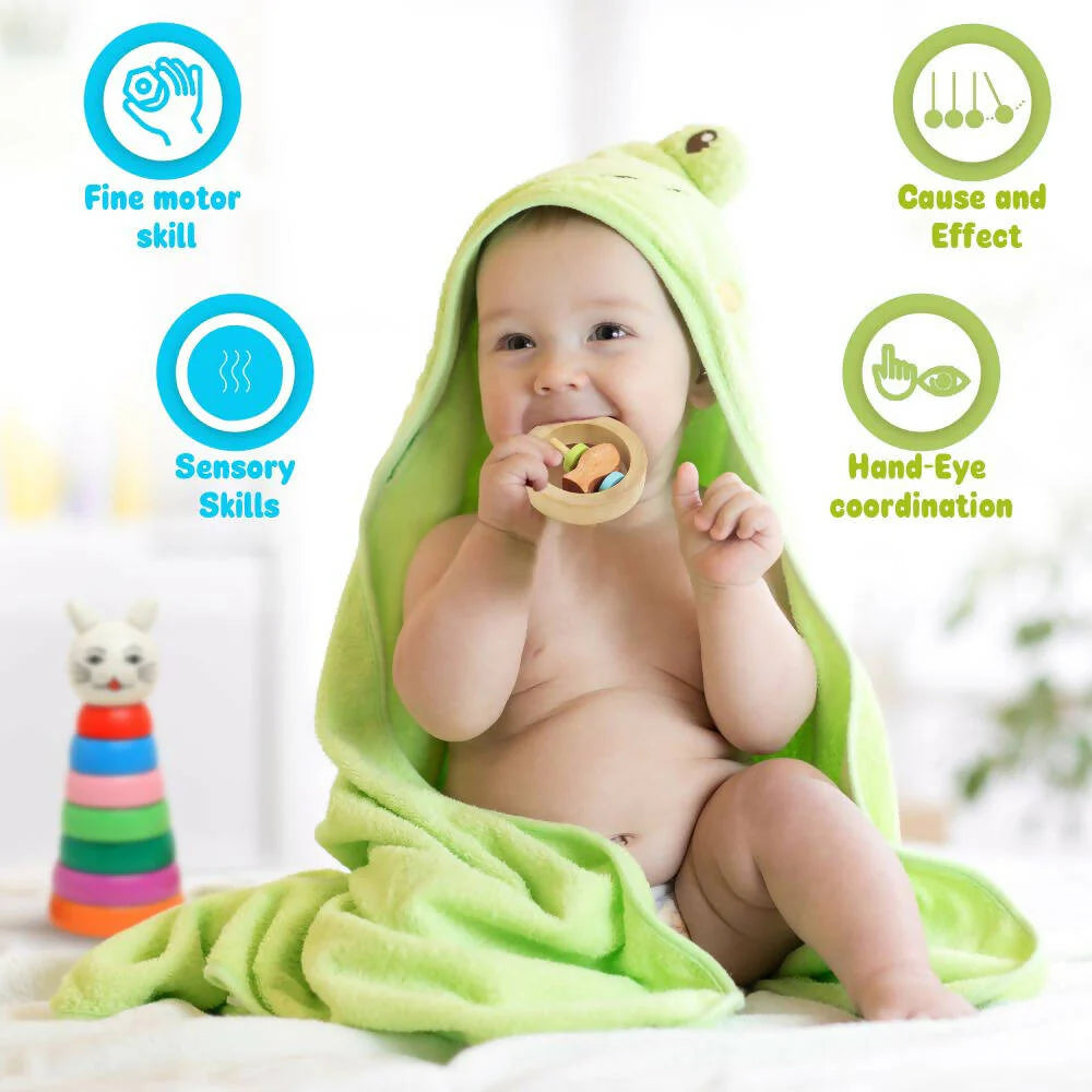 Matoyi Wooden Baby Rattle Cum Teether -40 gm Mytrendzcart