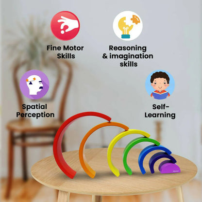 Matoyi Wooden Rainbow Stacker ? 7 Piece Colorful Stacker Mytrendzcart