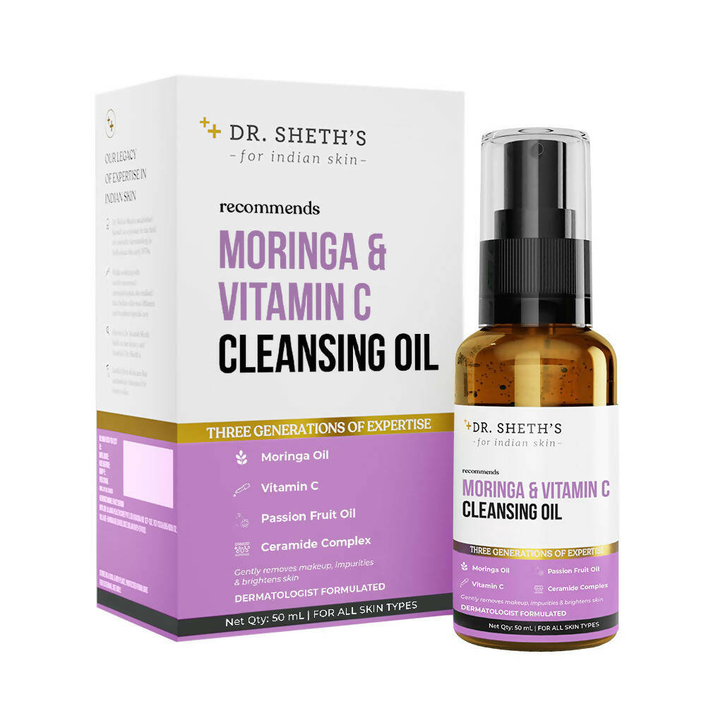 Dr. Sheth's Moringa & Vitamin C Face Cleansing Oil For Deep Pore Cleansing, Removes Makeup & Impurities, Hydrates - Mytrendzcart