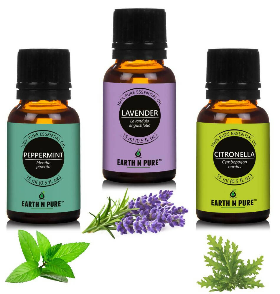 Earth N Pure Essential Oils (Lavender, Peppermint & Citronella) Combo - Mytrendzcart