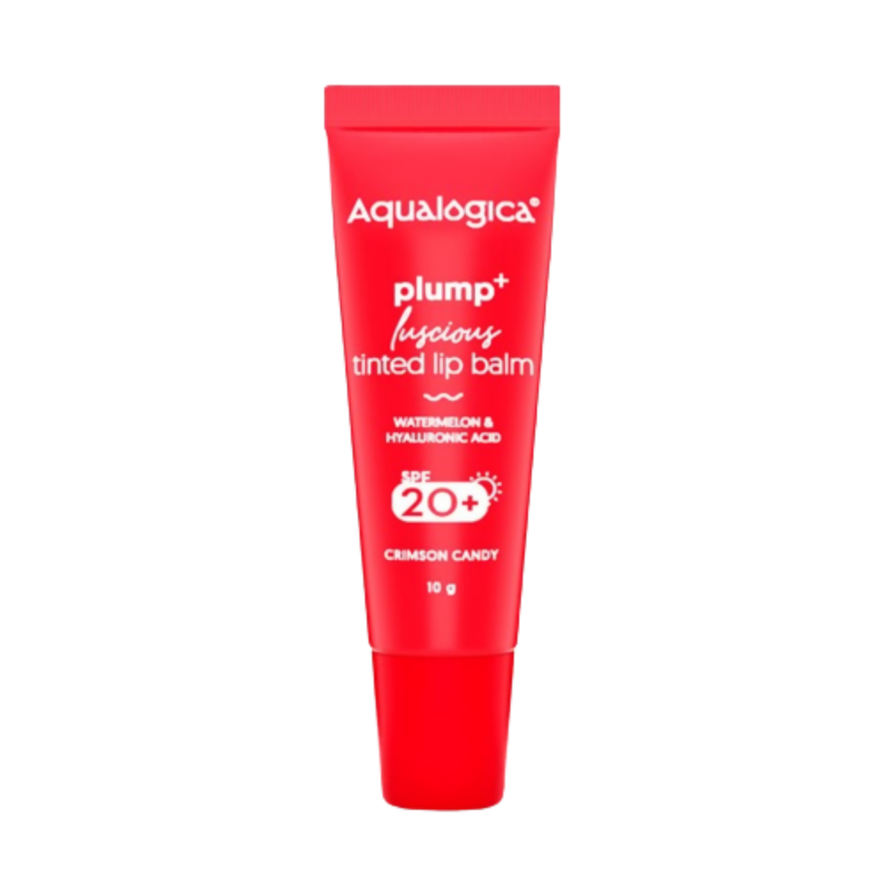 Aqualogica Crimson Candy Plump+ Luscious Tinted Lip Balm with Watermelon and Hyaluronic Acid, SPF 20+ - Mytrendzcart