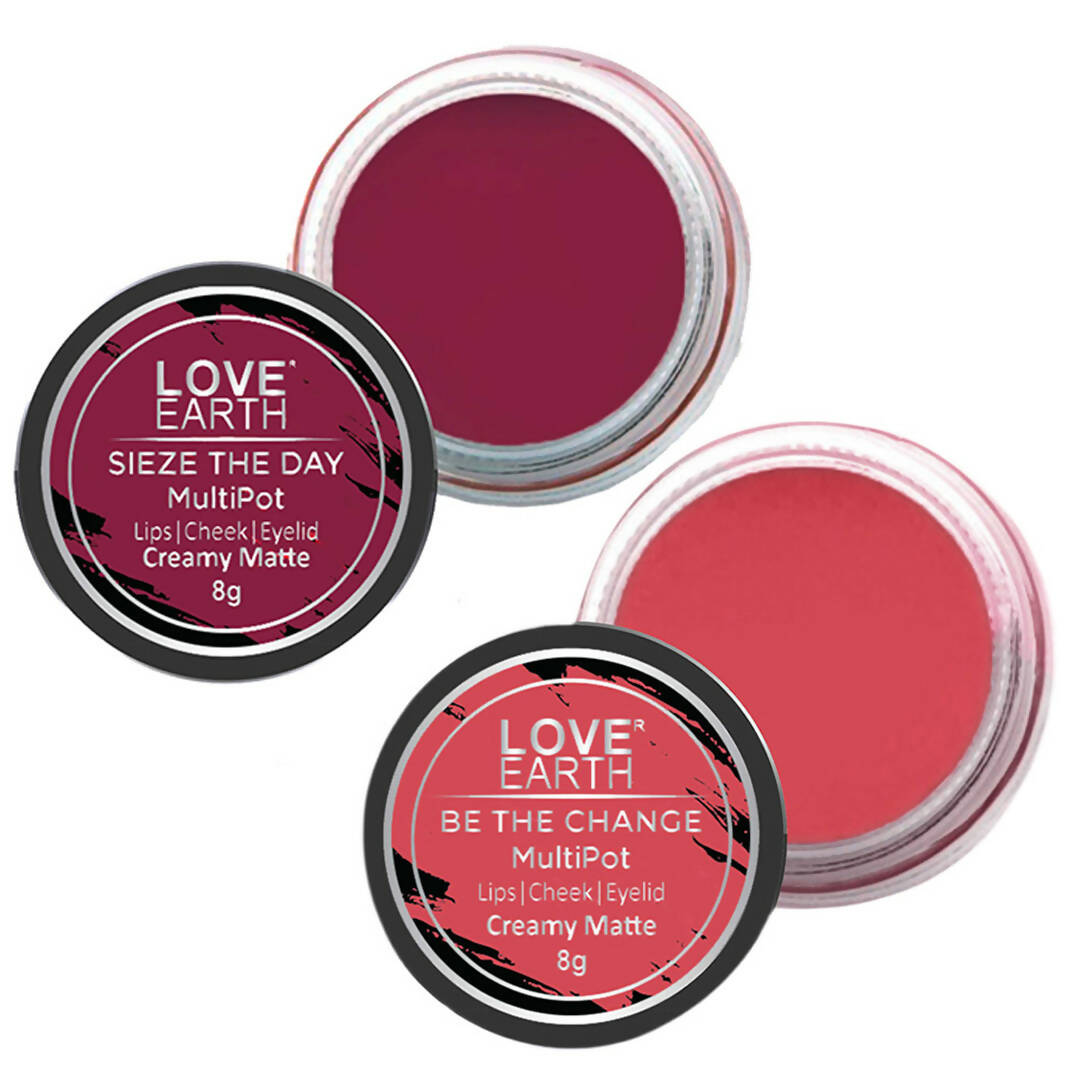 Love Earth Lip Tint & Cheek Tint Multipot Combo (Rose Pink & Raspberry Pink) - Mytrendzcart