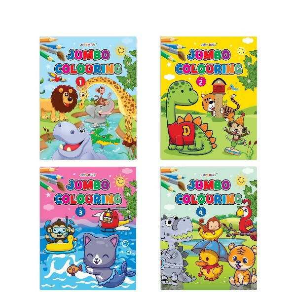 Jolly Kids Jumbo Colouring Books For Kids Set of 4|130 Fun Learnig Images Per Colour Book| Ages 3 - 7 Year - Mytrendzcart