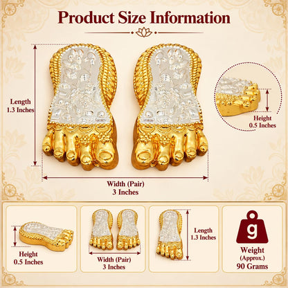 Lakshmi Ganesh Puja Combo with Silver Plated Shankh, Charan Paduka & Gold Plated Idol