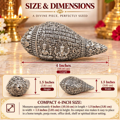 Lakshmi Ganesh Puja Combo with Silver Plated Shankh, Charan Paduka & Gold Plated Idol