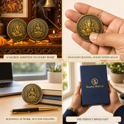 Lakshmi Ganesha Coin Set with Gift Box (Set of 2)