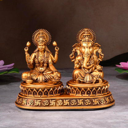 Laxmi Ganesh Idol Set - Resin Murti, 4 Inch