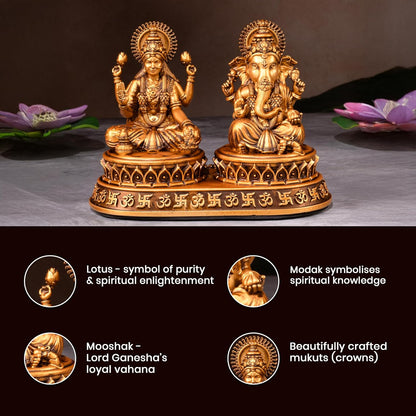 Laxmi Ganesh Idol Set - Resin Murti, 4 Inch