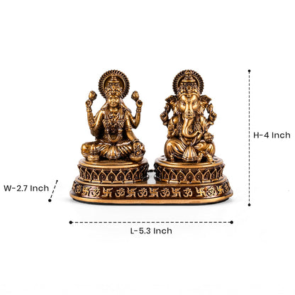 Laxmi Ganesh Idol Set - Resin Murti, 4 Inch