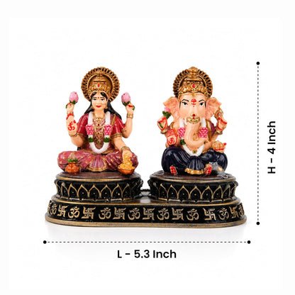 Laxmi Ganesh Idol Set - Resin Murti, 4 Inch