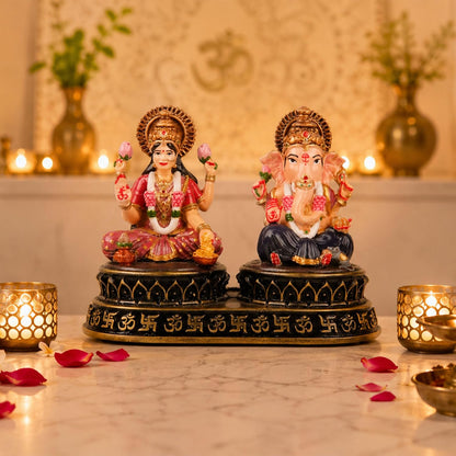 Laxmi Ganesh Idol Set - Resin Murti, 4 Inch