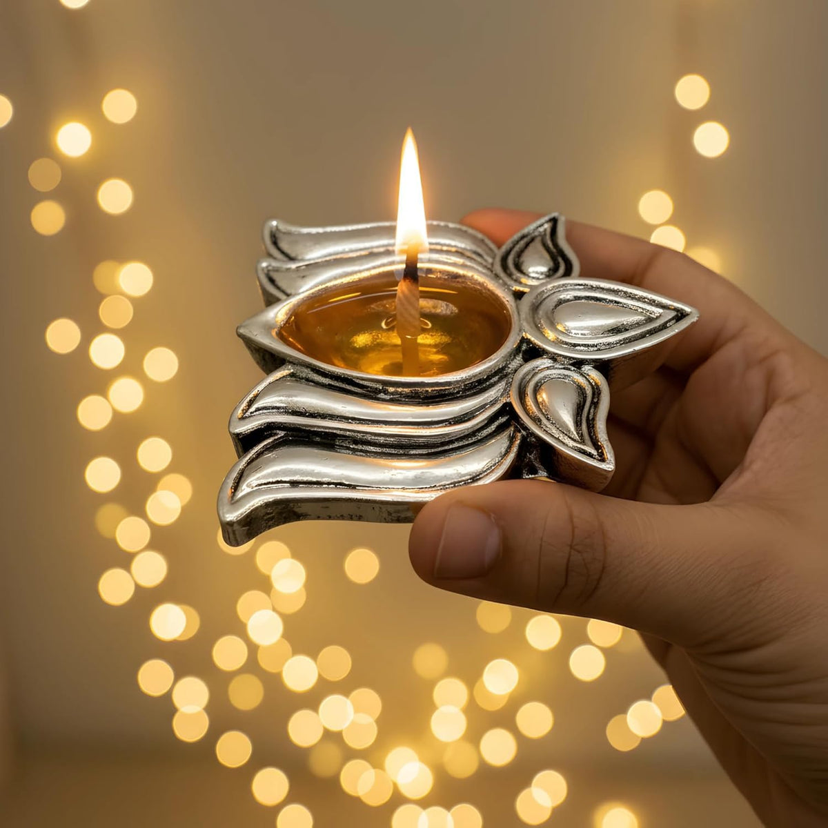 Lotus Diya Set of 2, 999 Silver Plated, Gift Box
