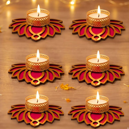 Lotus Floor Rangoli Tealight Holders (Set of 6)