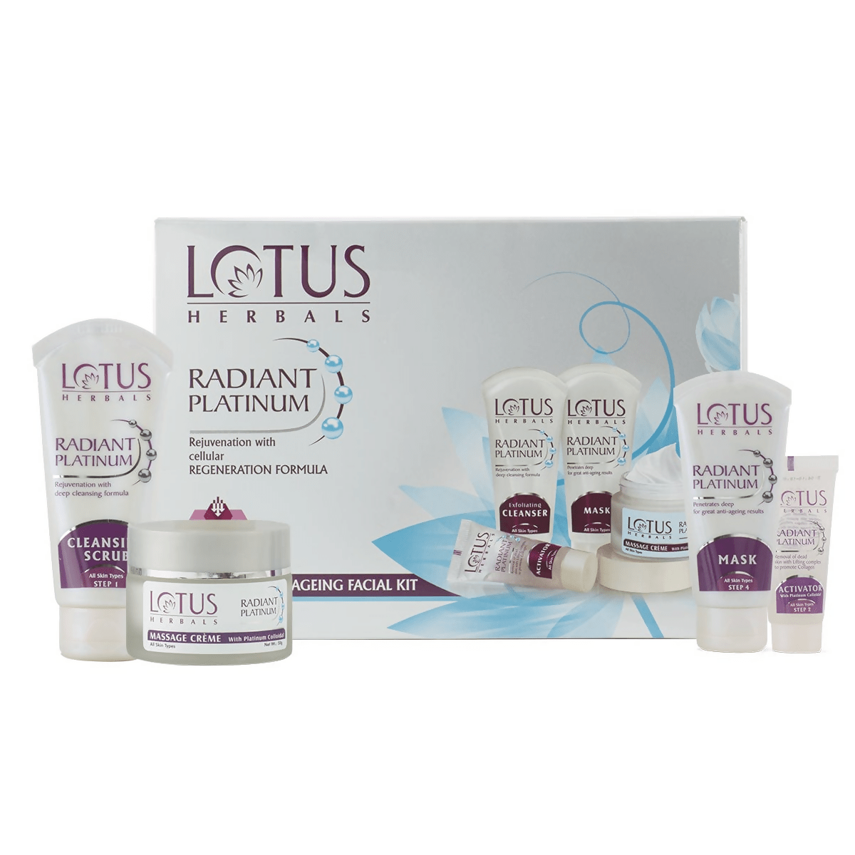 Lotus Herbals Radiant Platinum Cellular Anti - Ageing Facial Kit (170gm) - Mytrendzcart