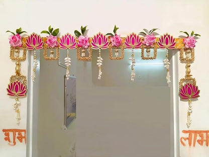 Lotus & Rose Flower Hanging Toran, 4 Ft (Adjustable)