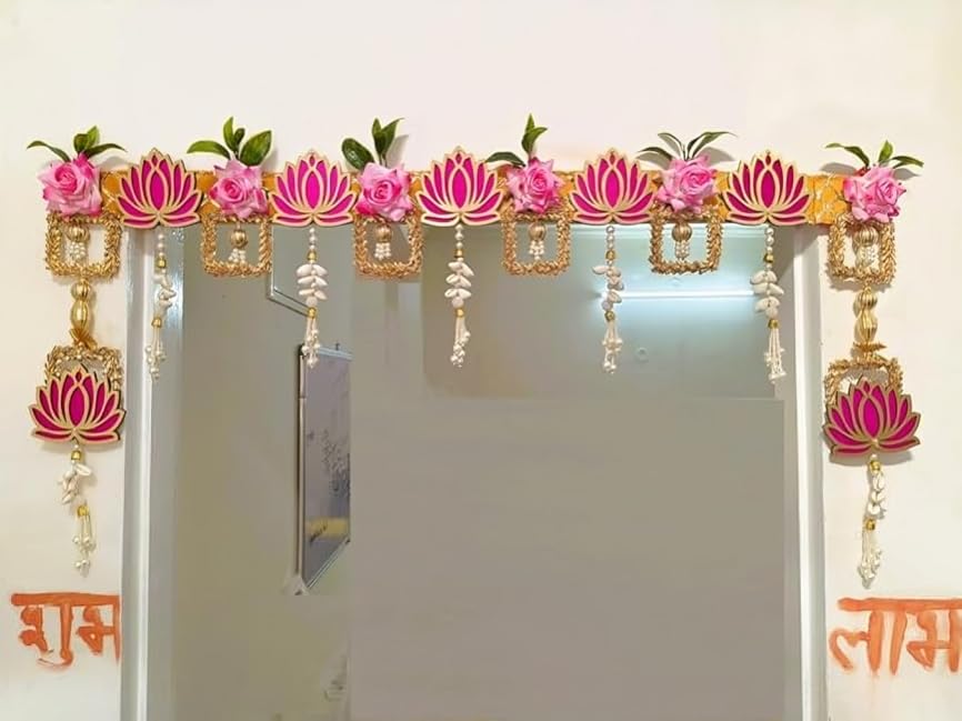 Lotus & Rose Flower Hanging Toran, 4 Ft (Adjustable)