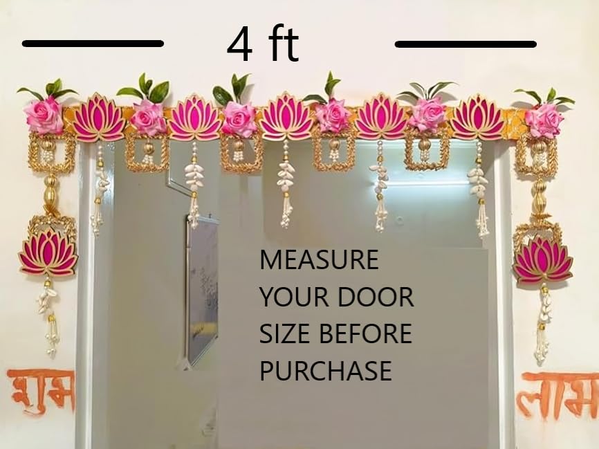 Lotus & Rose Flower Hanging Toran, 4 Ft (Adjustable)