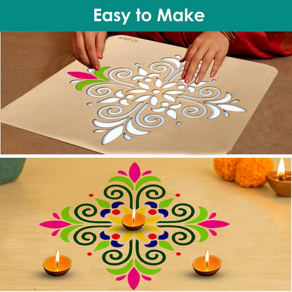 Mandala Rangoli Stencil Kit (7 Stencils + 6 Colours)