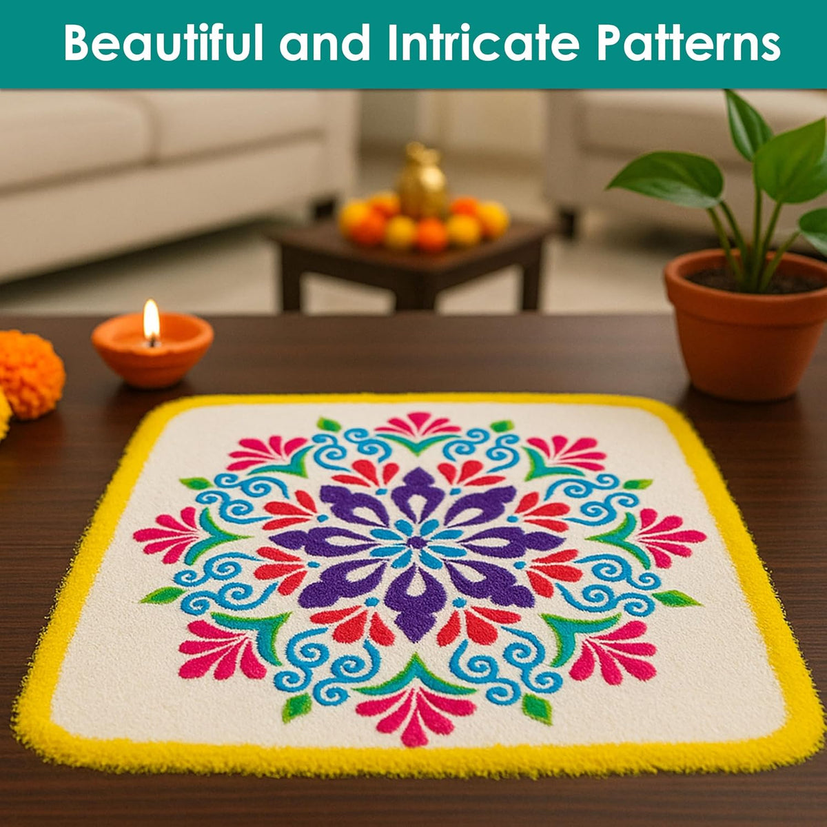 Mandala Rangoli Stencil Kit (7 Stencils + 6 Colours)