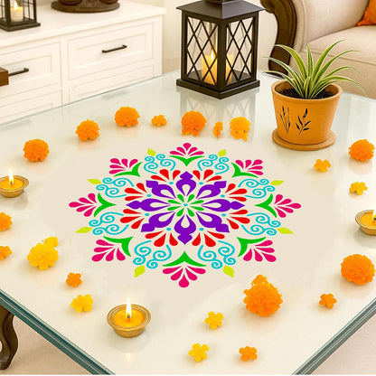 Mandala Rangoli Stencil Kit (7 Stencils + 6 Colours)