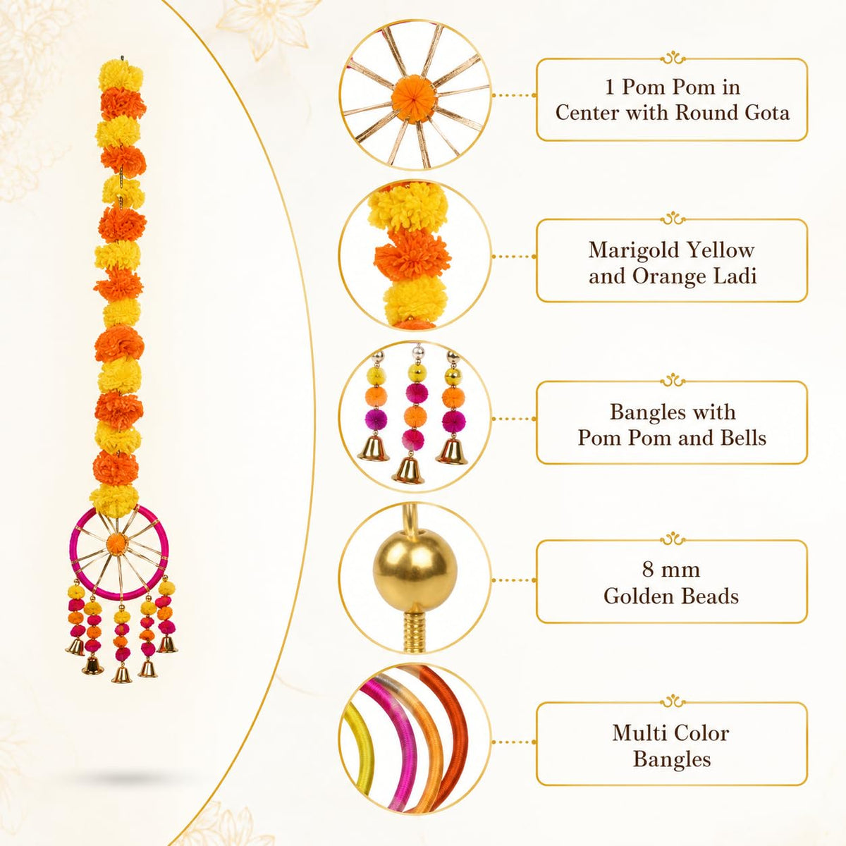 Marigold Ring Bell Hangings (Set of 10)