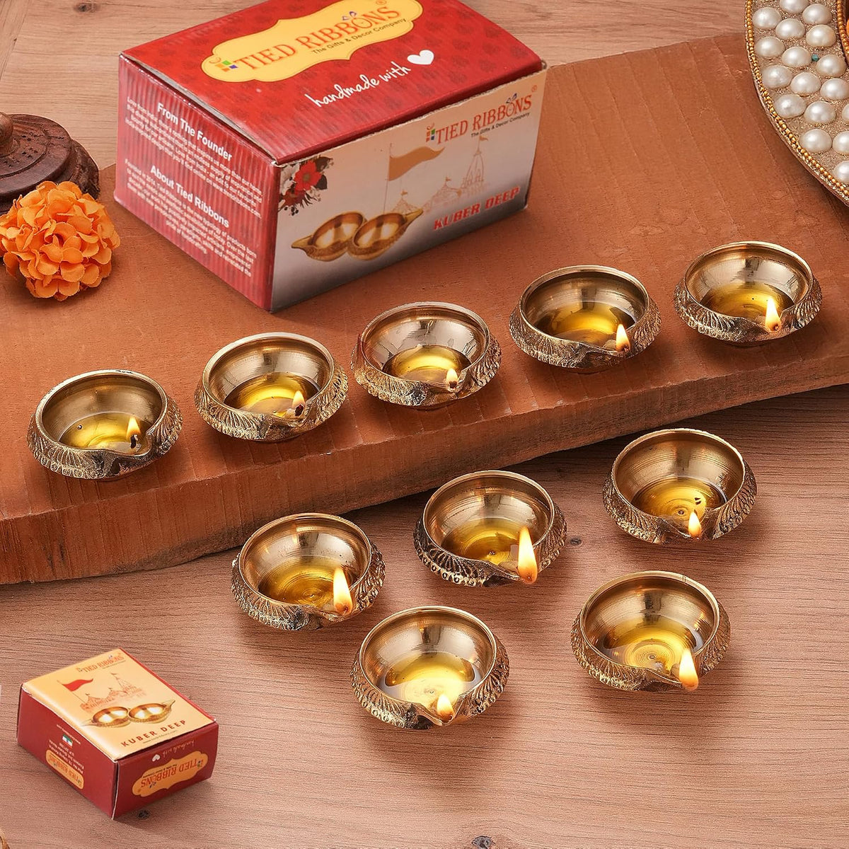 Mini Antique Brass Diya, 1 Inch (Set of 10)